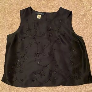 Black beaded silk tank-Size M